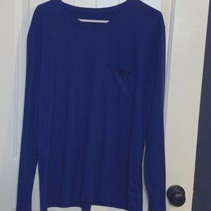 Women's Hanes Comfort Flex Royal Blue Long Sleeve Pocket Tee Size XL